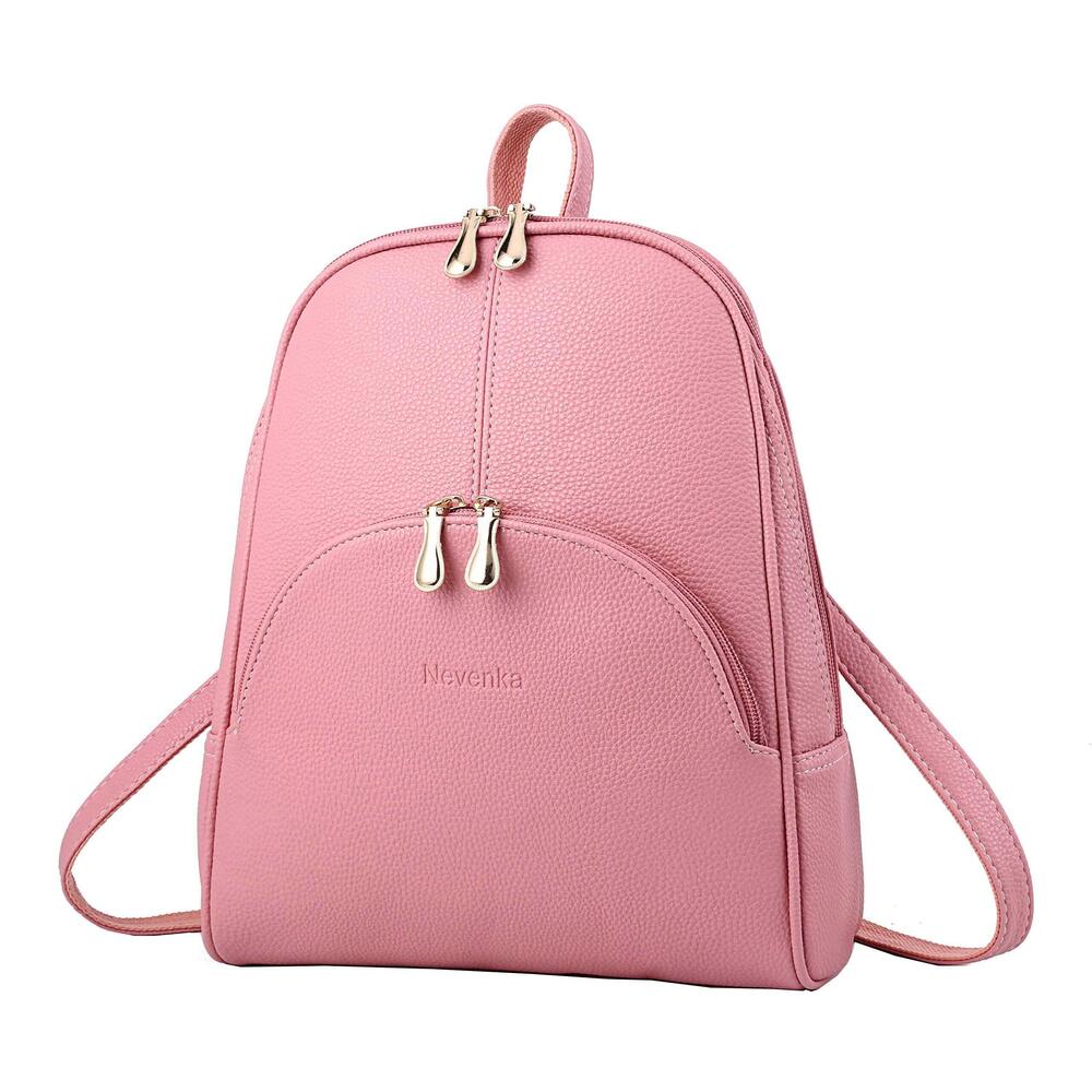 7032 Backpack Purse Casual Shoulder Bag PU Leather Zipper Closure